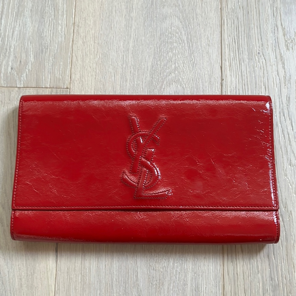 Saint Laurent red patent leather Belle De Jour clutch